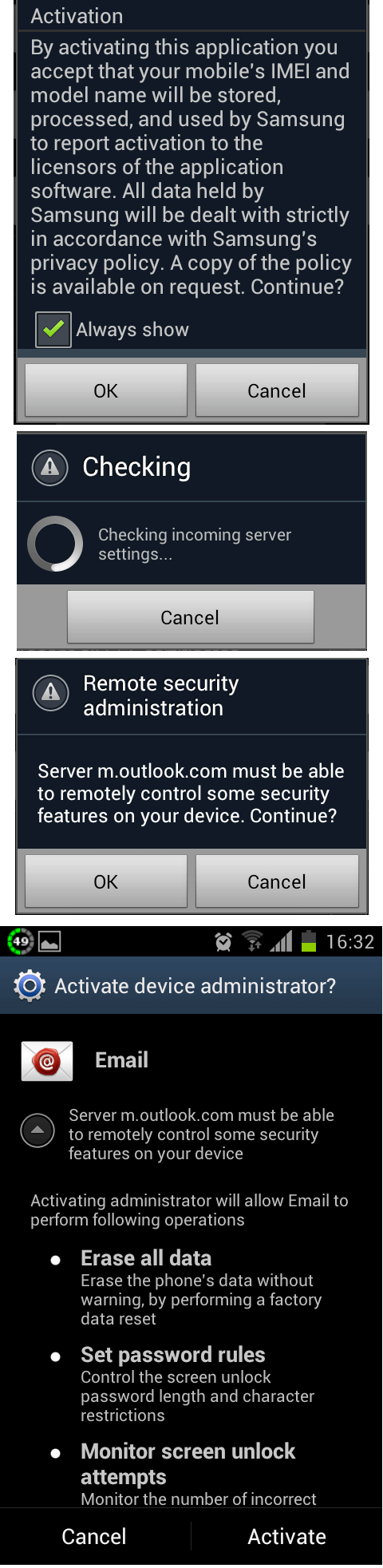Exchange ActiveSync provisioning