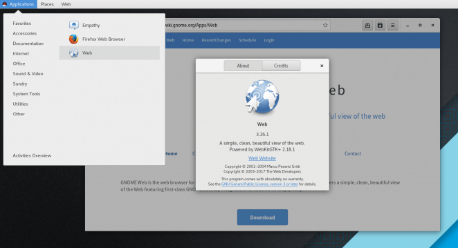 Gnome Web on Red Hat 7.4